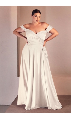 Plus size off skulder brudekjole 